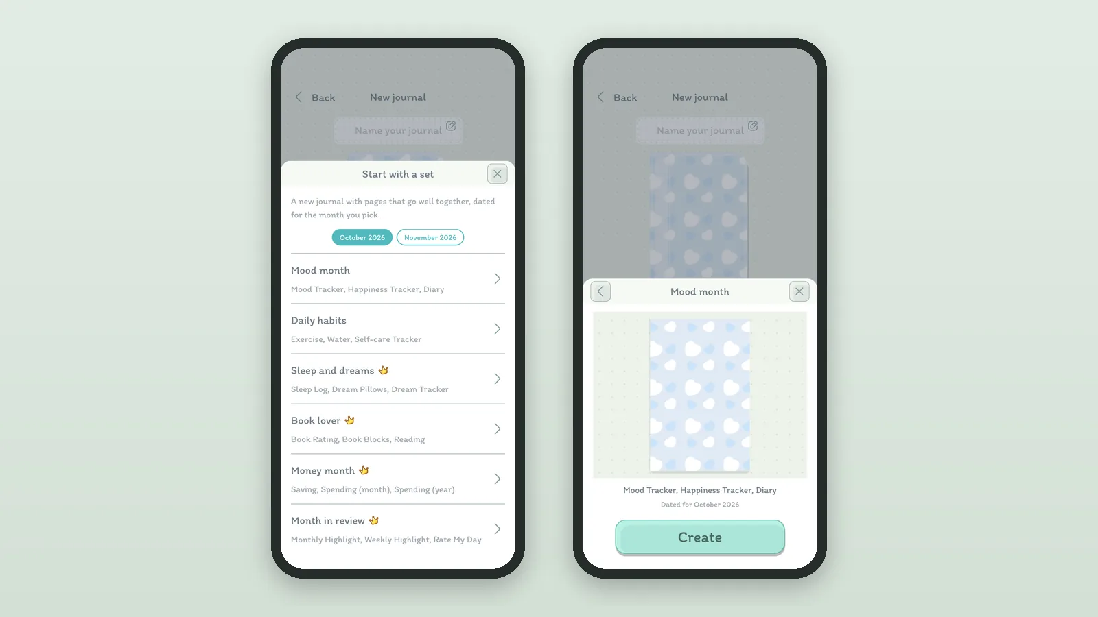 Starting a new journal in DayBloq with a ready-made set of pages